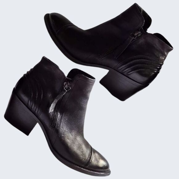 Paul Green Ankle Booties Boots Leather Black Heel Diandra Western 7.5 US / 5 UK - Picture 5 of 11